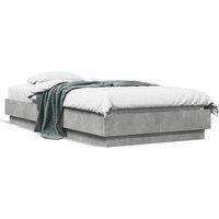 Berkfield Home Bed Frame without Mattress with LED Lights Concrete Grey 75x190 cm Small Single