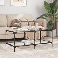 Coffee Table with Transparent Glass Top 98.5x50x40 cm Steel