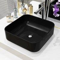 Berkfield Home Basin Ceramic Square Black 38x38x13.5 cm