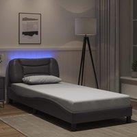 Bed Frame with LED without Mattress Grey 90x200 cm