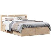 Berkfield Home Bed Frame with Headboard 140x190 cm Solid Wood Pine in Brown