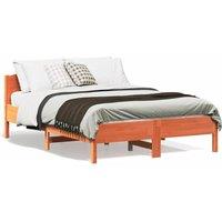 Bed Frame without Mattress Wax Brown 140x190 cm Solid Wood Pine