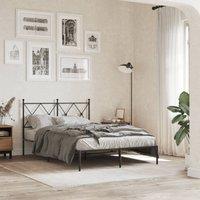 Berkfield Home Metal Bed Frame without Mattress with Headboard Black 120x200cm | Size: Small Double