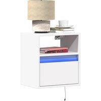 Berkfield Home Wall-mounted Bedside Cabinet with LED Lights White