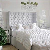 HOB Furniture Chelsea Wing Divan, Chenille - Hb 137 Cm, White | Size: Double