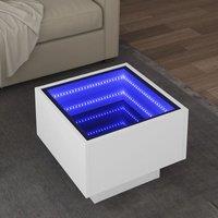 Side Table with LED White 40x40x30 cm Engineered Wood