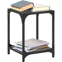Coffee Tables with Black Glass Top 2 pcs 30x30x40 cm Steel