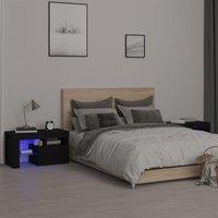 Berkfield Home Bedside Cabinets 2 pcs with LED Lights Black 70x36.5x40 cm