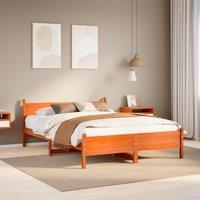 Berkfield Home Bed Frame without Mattress Wax Brown 150x200 cm King Size Solid Wood Pine