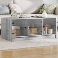 Berkfield Home Coffee Table with Glass Doors Grey Sonoma 102x50x42 cm | Size: 102 x 50 x 42 cm
