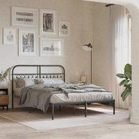 Berkfield Home Metal Bed Frame without Mattress with Headboard Black 135x190cm | Size: 135x190 cm