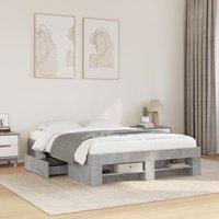 Berkfield Home Bed Frame without Mattress Concrete Grey 140x190cm Engineered Wood | Size: 140x190 cm