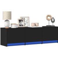 TV Cabinet with LED Black 140x34x40 cm Engineered Wood