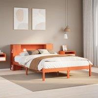Bookcase Bed without Mattress Wax Brown 140x190 cm Solid Wood Pine