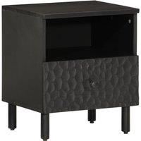 Berkfield Home Bedside Cabinet Black 40x33x46 cm Solid Wood Mango | Size: 40 x 33 x 46 cm