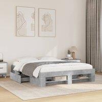 Bed Frame without Mattress Concrete Grey 160x200cm Engineered Wood