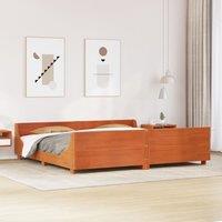 Berkfield Home Bed Frame without Mattress Wax Brown 180x200 cm Super King Solid Wood Pine