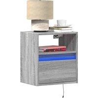 Berkfield Home Wall-mounted Bedside Cabinets with LED Lights 2 pcs Grey Sonoma