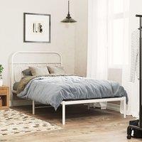 Berkfield Home Metal Bed Frame without Mattress with Headboard White 100x190cm | Size: 100x190 cm