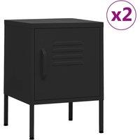Berkfield Home Nightstands 2 pcs Black 35x35x51 cm Steel | Size: 35 x 35 x 51 cm