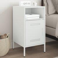 Berkfield Home Bedside Cabinet White 36x39x68 cm Steel | Size: 36 x 39 x 68 cm
