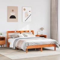 Berkfield Home Bed Frame without Mattress Wax Brown 150x200 cm King Size Solid Wood Pine