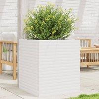 Berkfield Home Garden Planter White 60x60x68.5 cm Solid Wood Pine