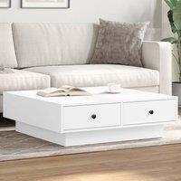Berkfield Home Coffee Table White 90x90x28 cm Engineered Wood | Size: 90 x 90 x 28 cm