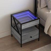 Berkfield Home Bedside Table with Infinity LED Grey Sonoma 40x40x51 cm | Size: 40 x 40 x 51 cm