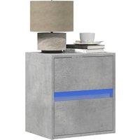 Wall-mounted Bedside Cabinet with LED Lights Concrete Grey