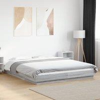 Bed Frame without Mattress Grey Sonoma 150x200 cm King Size