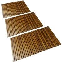 Berkfield Home 3 pcs Acacia Bath Mat 80 x 50 cm in Brown