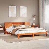 Berkfield Home Bookcase Bed without Mattress Wax Brown 180x200 cm Super King Solid Wood Pine