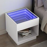 Berkfield Home Bedside Table with Infinity LED White 50x50x50 cm | Size: 50 x 50 x 50 cm