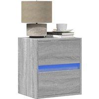Berkfield Home Wall-mounted Bedside Cabinets with LED Lights 2 pcs Grey Sonoma