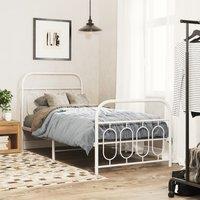 Metal Bed Frame without Mattress with Footboard White 90x190cm