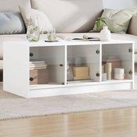 Berkfield Home Coffee Table with Glass Doors White 102x50x42 cm | Size: 102 x 50 x 42 cm