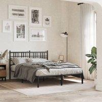 Metal Bed Frame without Mattress with Headboard Black 140x190cm