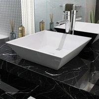 Berkfield Home Basin Square Ceramic White 41.5x41.5x12 cm