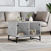 Berkfield Home Coffee Table with Glass Doors Concrete Grey 68.5x50x50 cm