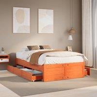 Berkfield Home Bed Frame without Mattress with Drawers Wax Brown 120x190 cm Small Double Solid Wood Pine
