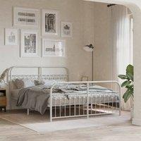 Berkfield Home Metal Bed Frame without Mattress with Footboard White 150x200cm | Size: 150x200 cm