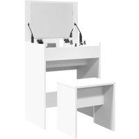 Berkfield Home Dressing Table & Stool White 60x40x113.5 cm