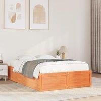 Berkfield Home Bed Frame without Mattress Wax Brown 120x200 cm Solid Wood Pine | Size: Small Double