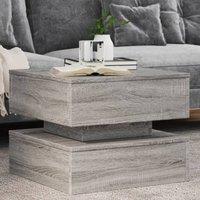Berkfield Home Coffee Table with LED Lights Grey Sonoma 50x50x40 cm | Size: 50 x 50 x 40 cm