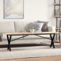 Berkfield Home Coffee Table X-Frame 160x40x45.5 cm Solid Wood Pine & Steel in Brown