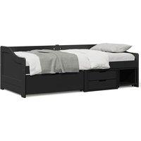 Day Bed with 3 Drawers without Mattress IRUN Black 90x200 cm