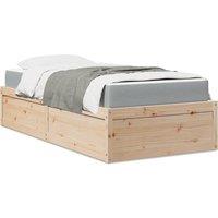 Berkfield Home Bed with Mattress 90x190 cm Single Solid Wood Pine in Brown