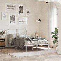 Berkfield Home Metal Bed Frame without Mattress with Headboard White 120x200cm | Size: Small Double