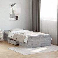 Berkfield Home Bed Frame with Drawers without Mattress Grey Sonoma 75x190 cm Small Single